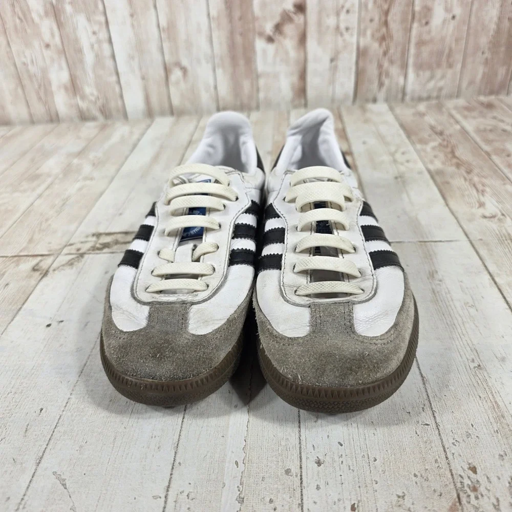 Adidas Samba OG Kids White Black Gum Leather Sneakers Size 1 US 13.5K UK 32 EU